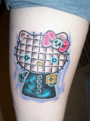 Hello Kitty tattoo, leg tattoo design, sexy girls tattoo