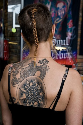 dragon tattoo, back upper tattoo, sexy girls tattoo, popular tattoo new style