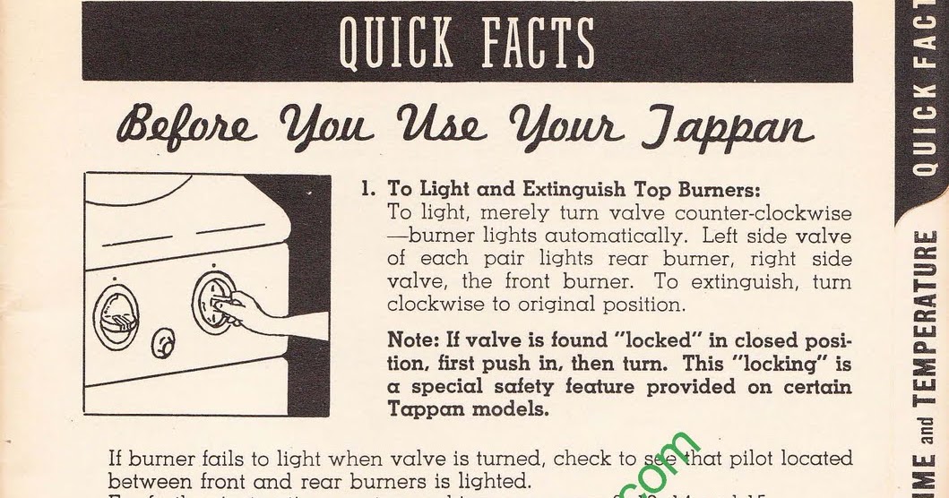 Tappan Talk Lighting The Oven Pilot