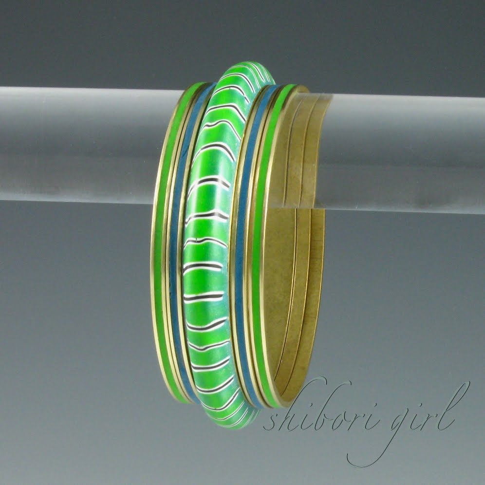 Shibori Girl Polymer Clay Bangles