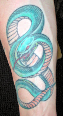 green snake legend tattoo, slevee tattoo, 