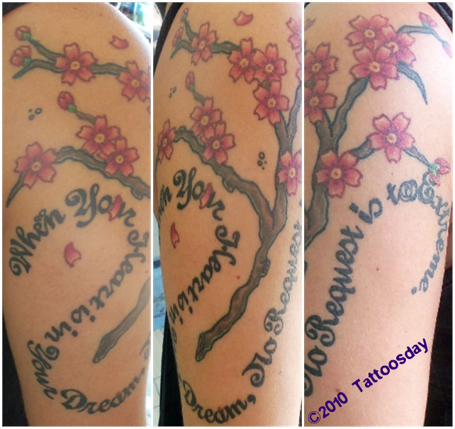 There are two elements to this design the cherry blossoms and the quote