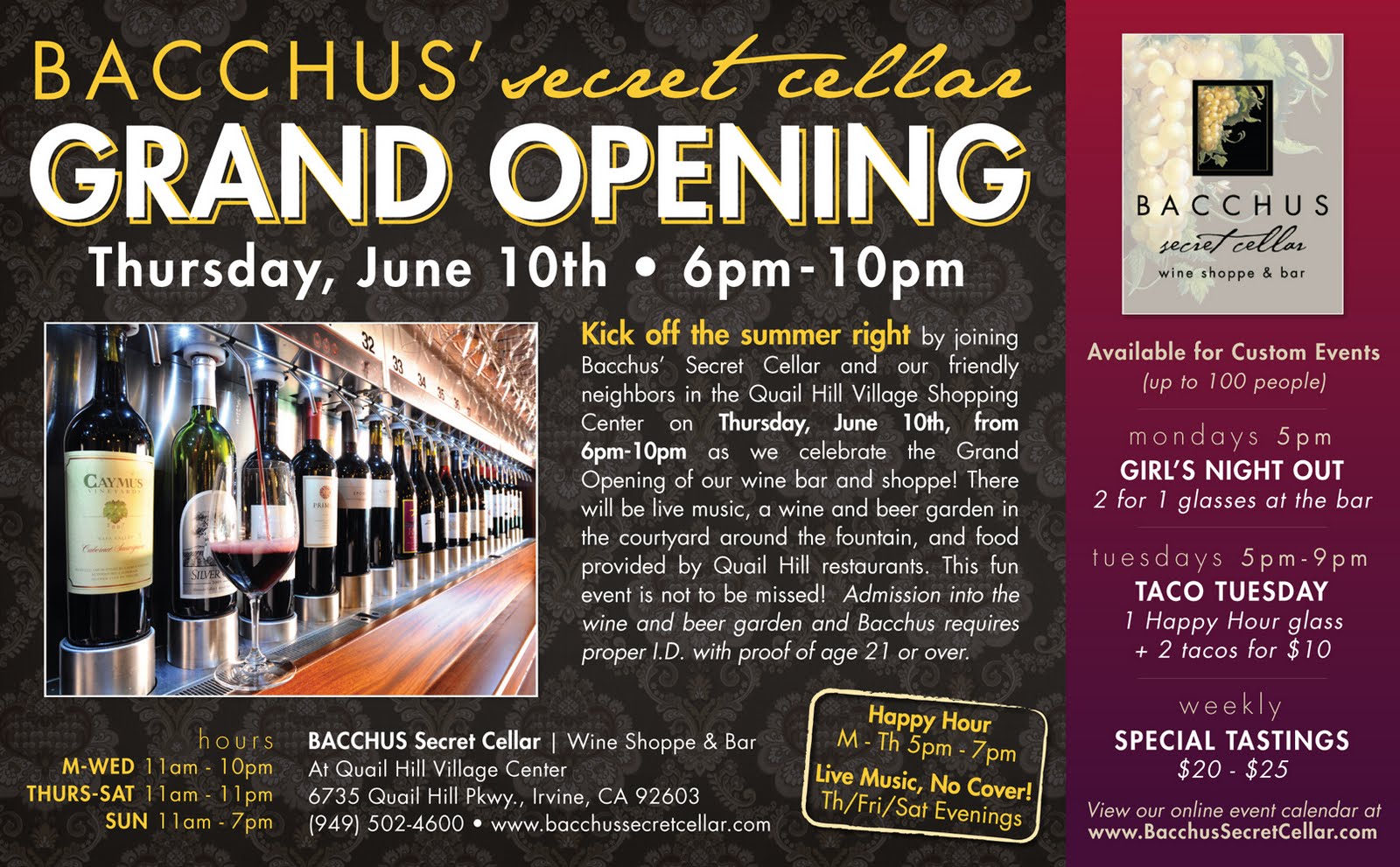 The OC Gazette Bacchus Secret Cellar