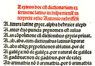 Fragmento del 'Vocabulario latinoespañol de Nebrija (1492)