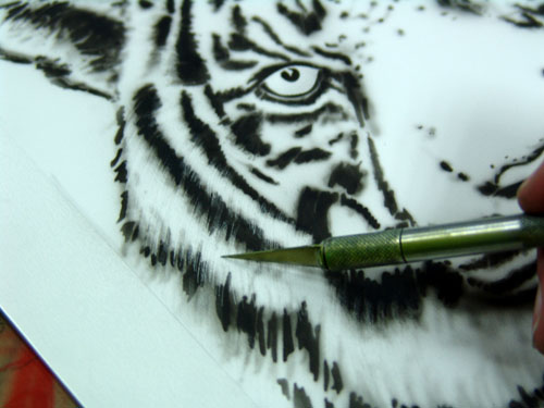 Stencil da parete Modello di stencil per aerografo di grandi dimensioni  Tiger Animal per decorazioni fai-da-te -  Italia