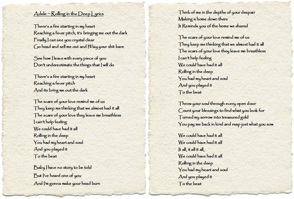 Adele+rolling+in+the+deep+lyrics+meaning