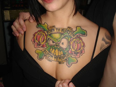 Skull and Rose Tattoos For Girls in Wnted