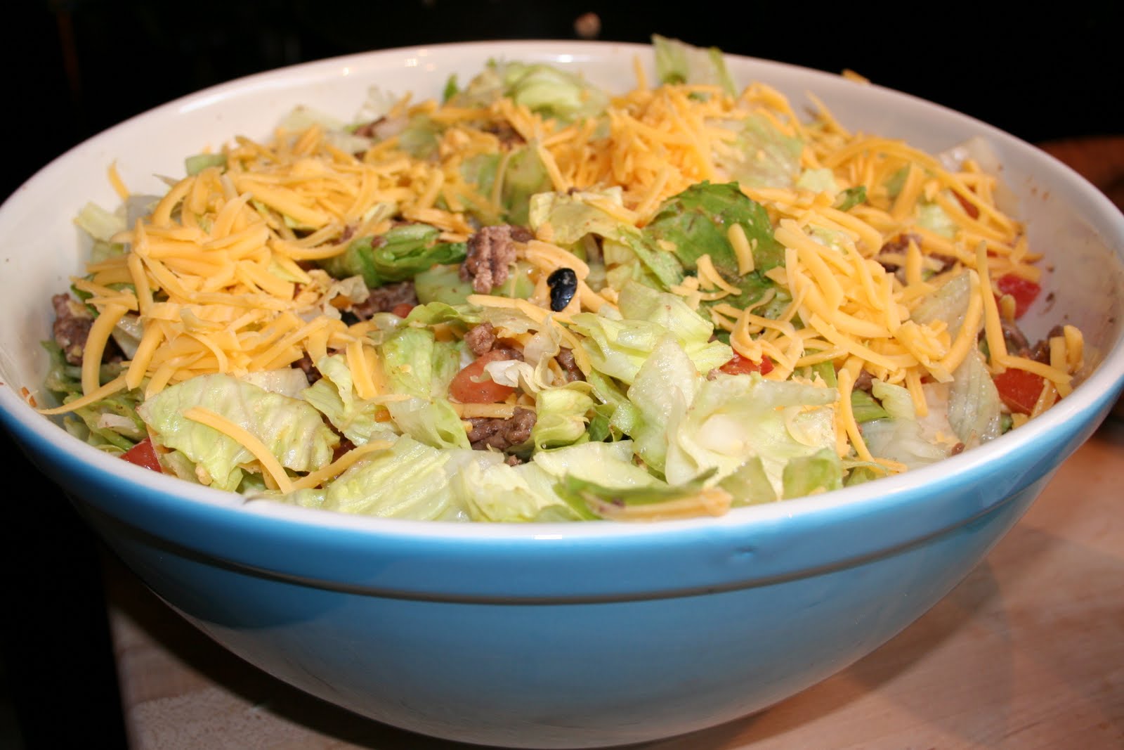 Spicy Taco Salad with Lime Tortilla Chips and Dressing