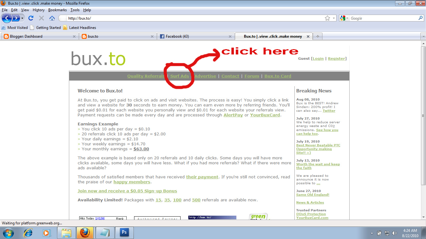 how to earn money from bux.to