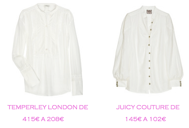 Tienda online: Net-a-porter: Camisa blanca: Temperley London 208€ vs Juicy Couture 102€
