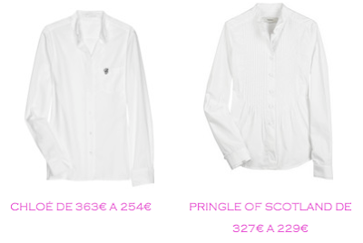 Tienda online: Net-a-porter: Camisa blanca: Chloé 254€ vs Pringle of Scotland 229€