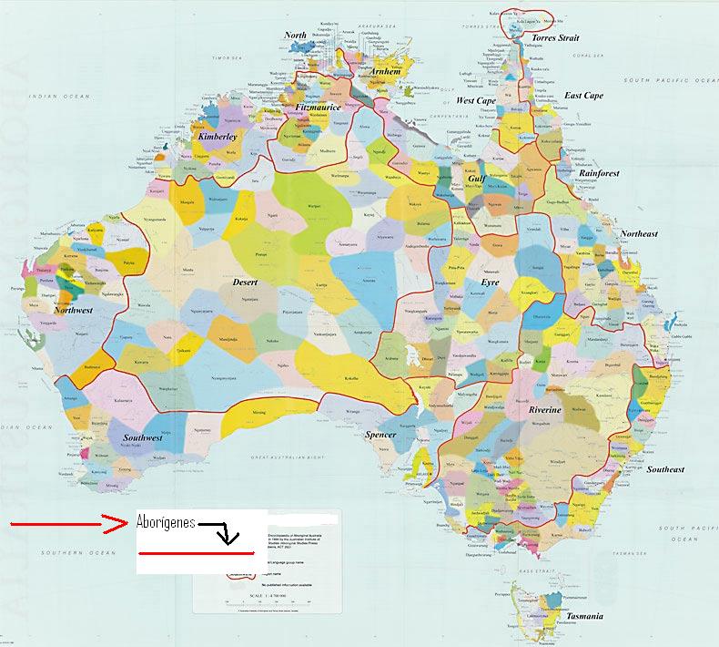 Aborígenes da Austrália Mapa de Localização dos Aborígenes