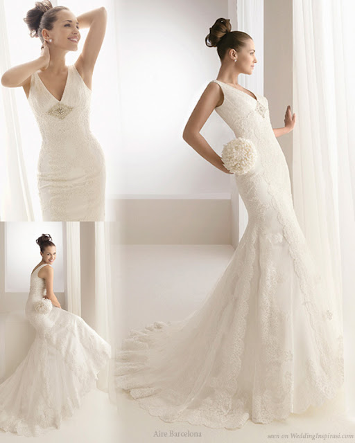 Multiple views of the elegant vneck gown with thick straps Birmania