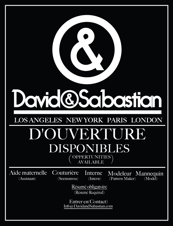 DAVID SABASTIAN "D'OUVERTURE DISPONIBLES"