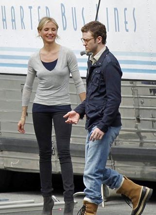 Cameron Diaz and Justin Timberlake were snapped on the set of "Bad Teacher" 