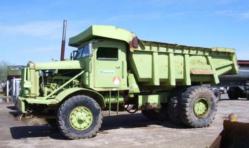 Two old Euclid dump trucks They may be older than 1948