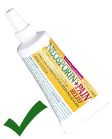 After the alcohol application step is complete, use a small amount of antibiotic ointment.