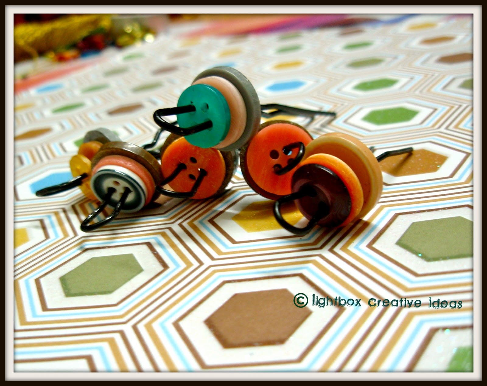 Lightbox creative Ideas Recycle week Hair pins with Button embellishment.