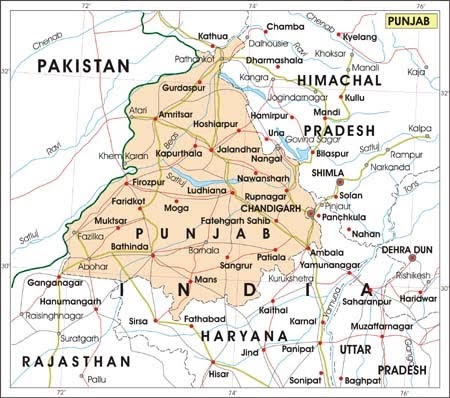 Road Map Of Punjab India Map Atlas- Maps Of India | Distance |Road Maps Of India | India Route  Map: Punjab Map