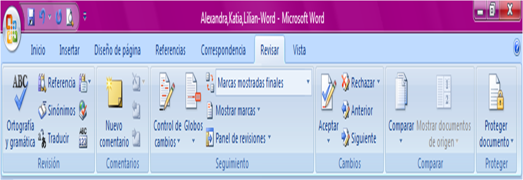 menu revisar de word 2007