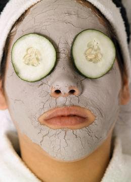 eyes covered with cucumber