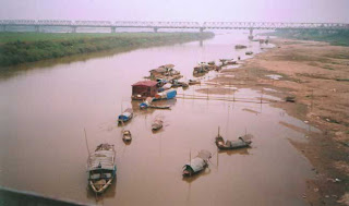 The Red river- peach silk ascross Hanoi The Red river- peach silk ascross Hanoi
