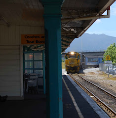 Catching the train at Greymouth