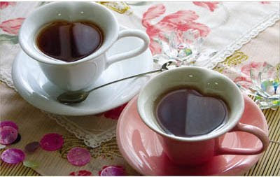 tazas para te o cafe en forma de corazon