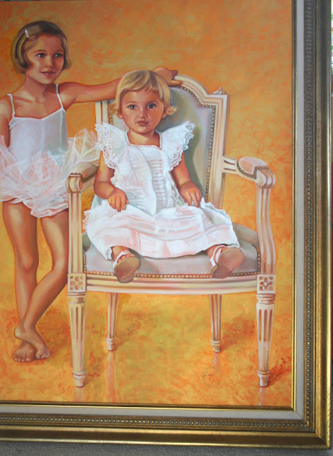 Aude et Laure en 1985- Huile sur toile 93 cmX 73 cm.