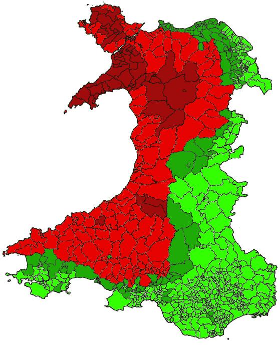 Maps Welsh Speaking in Wales