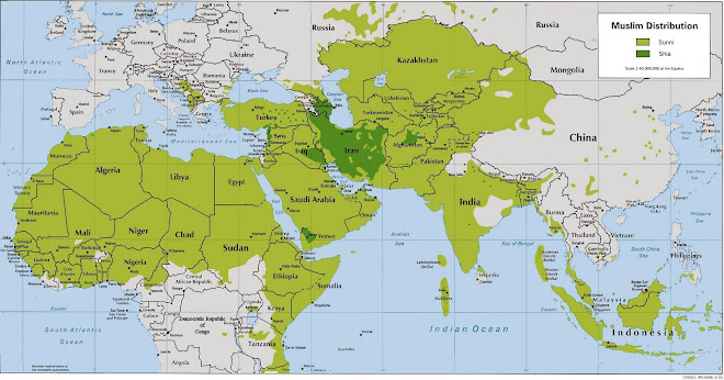 De geografische spreiding van de twee belangrijkste islamstromingen.