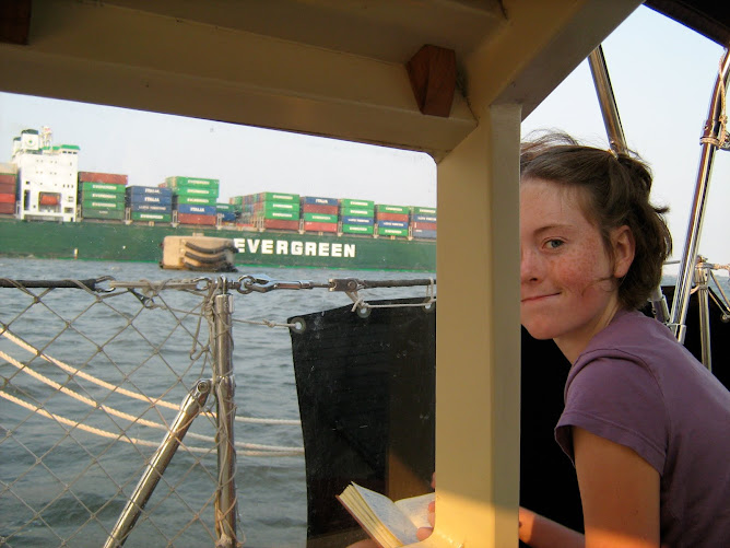 Those green, red and blue containers on the ship are what semi trucks tow.