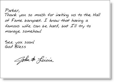 thank you note samples