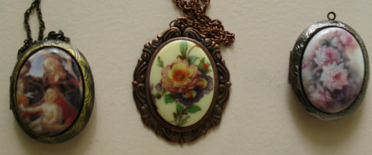 PORCELAIN CAMEO LOCKETS AND HYBRID FLORAL CAMEO PENDANT