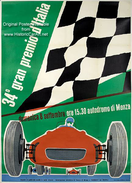Original Italian Grand Prix Poster Monza 1963