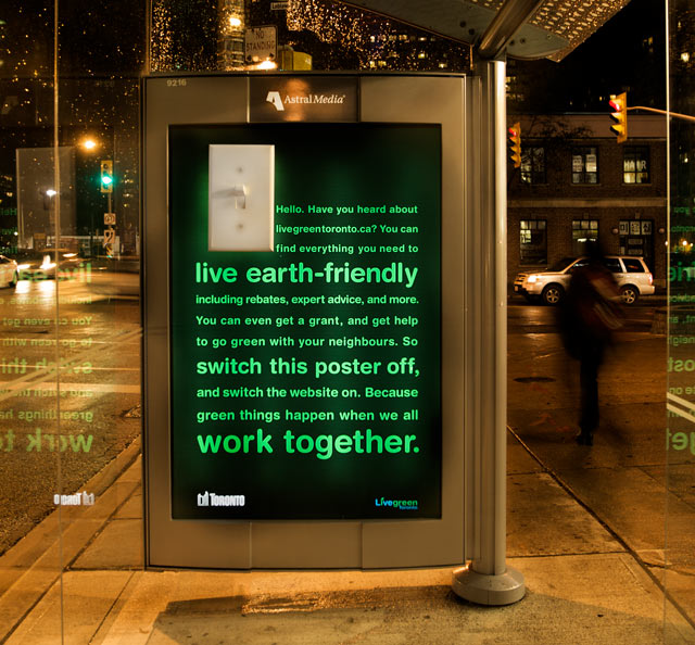 Live Green Toronto Light Switch Ad