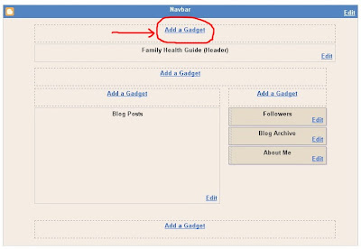add page element to blogger header