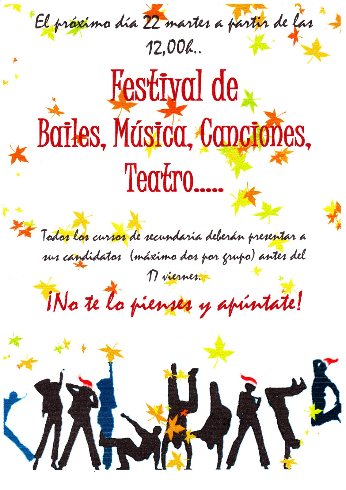 FESTIVAL DE CANCIONES festival de canciones: