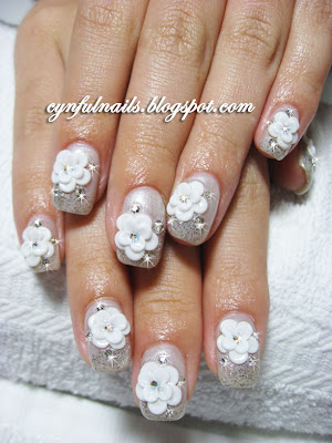 Bridal gel nails! flower designs for nails. Bridal gel nails!