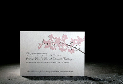 blossom letterpress invite