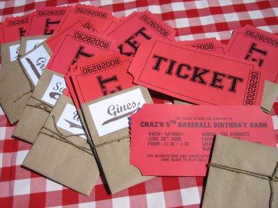 Baseball ticket invites