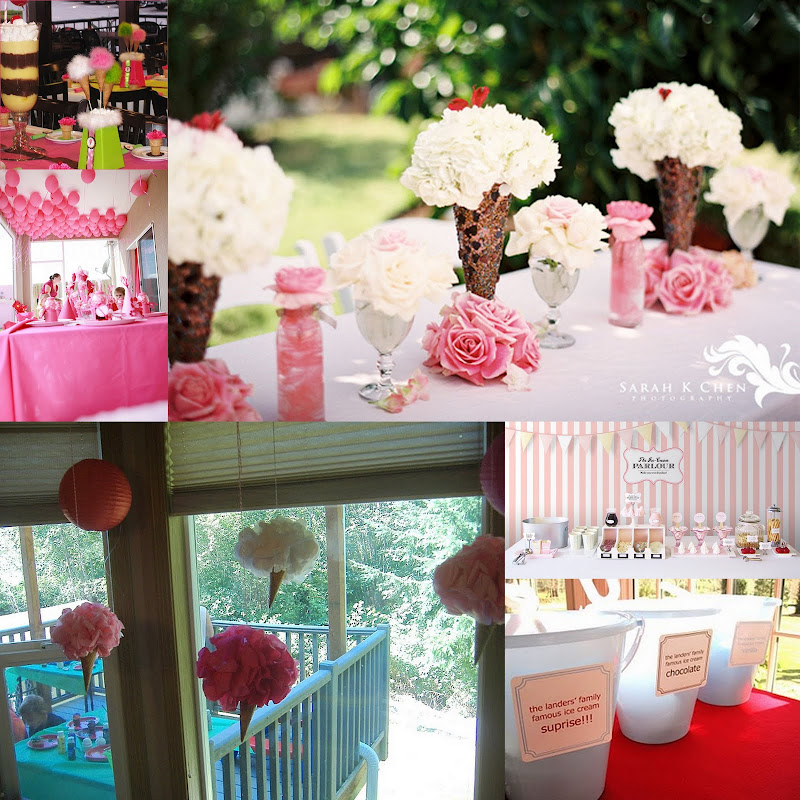 pretty in pink ice cream party collage