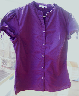 Chemisier manches ballons plumetis violet