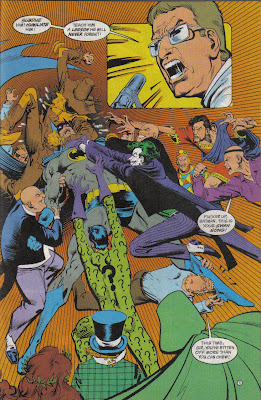 As the only one there to have seen the inside of a gym, Batman beats the hell out of everyone there in about two pages.