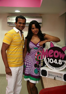 Sameera Reddy with Siddharth Kannan at Meow FM Station