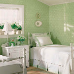 White & green bedroom