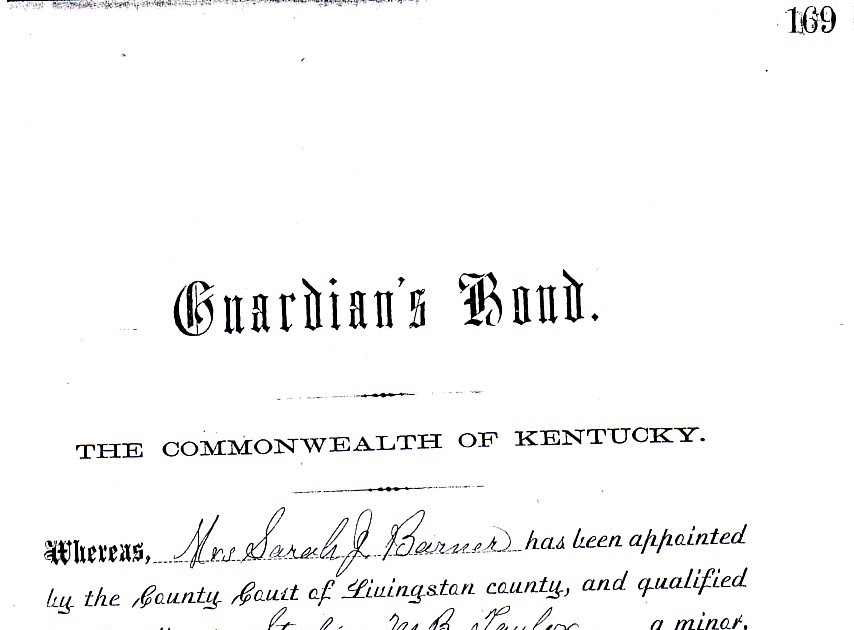 Western Kentucky Genealogy Blog Livingston County, Kentucky Guardian Bonds 1870