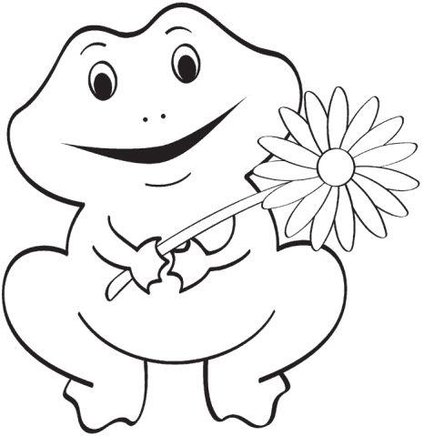 dibujos para colorear rana con margarita