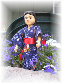 Hitty modeling her new kimono