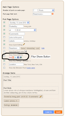 fitur share button pada blogger